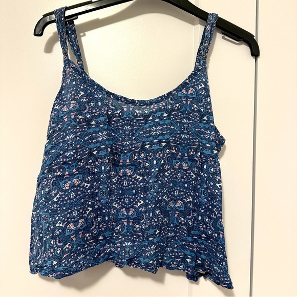 Abercrombie & Fitch Blue Purple Paisley Crop Top Size Large Women’s - Picture 1 of 10